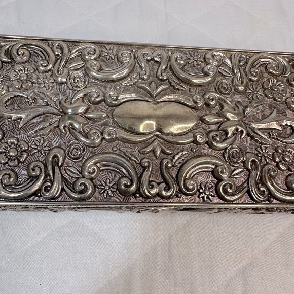 Vintage Godinger Ornate Silver Tone Decorative Jewelry Box 1992 Sturdy Metal - Picture 2 of 14